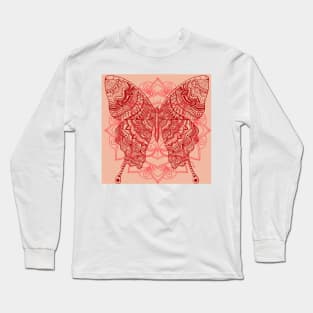 Mandala Butterfly Red Long Sleeve T-Shirt